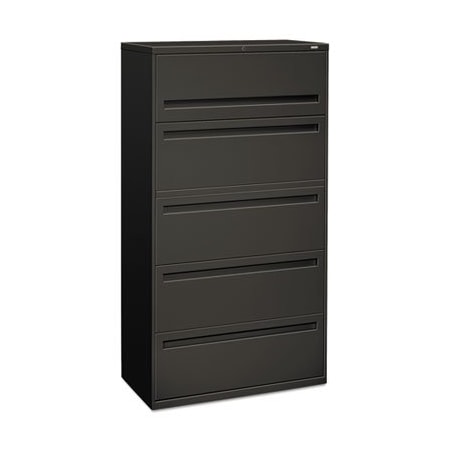 Hon HON, 700 SERIES FIVE-DRAWER LATERAL FILE WITH ROLL-OUT SHELF, 36W X 18D X 64.25H, CHARCOAL 785LS